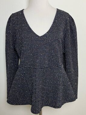 TORRID | Black Tweed V-Neck Peplum Top
